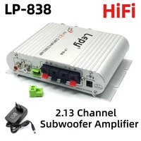 LEPY 838 amplificador HIFI 2,1 canales MINI amplificador Digital para coche Subwoofer estéreo reproductor de Audio de graves con potencia DC 12V3A LP-838