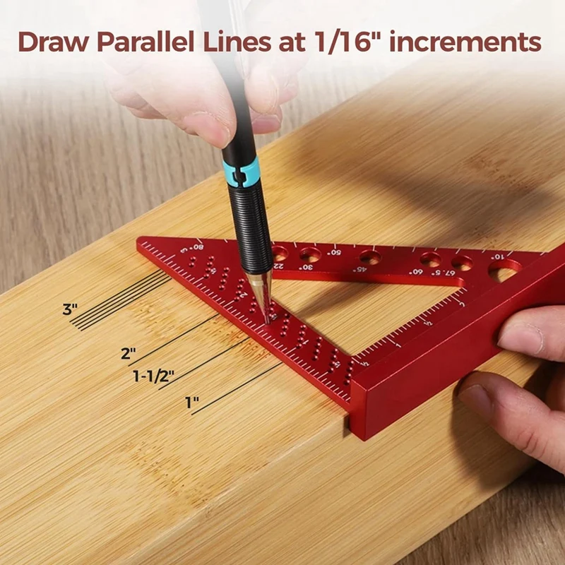 Carpenter Square Woodworking, Small Square Tool Metal With Fixed Angle Pin And 0.09Mm Mechanical Pencil