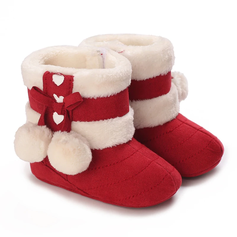 

Cozy & Cute Baby Girl Boots with Faux Fur Trim & Heart Cutouts - Soft, Warm, and Anti-Slip for First Steps - Perfect for Autumn/
