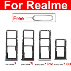 SIM Card Tray For OPPO Realme 7 5G 7 Pro 7i Global Asia Dual Sim Card Slot Tray Holder   Card Reader Adapter Replacement