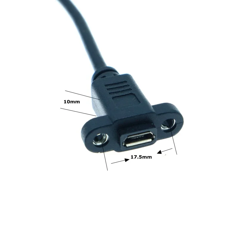 0.25m Micro USB USB 2.0 Male Connector to Micro USB 2.0 Female Extension Cable Pitch 17.5mm With screws Panel Mount Hole