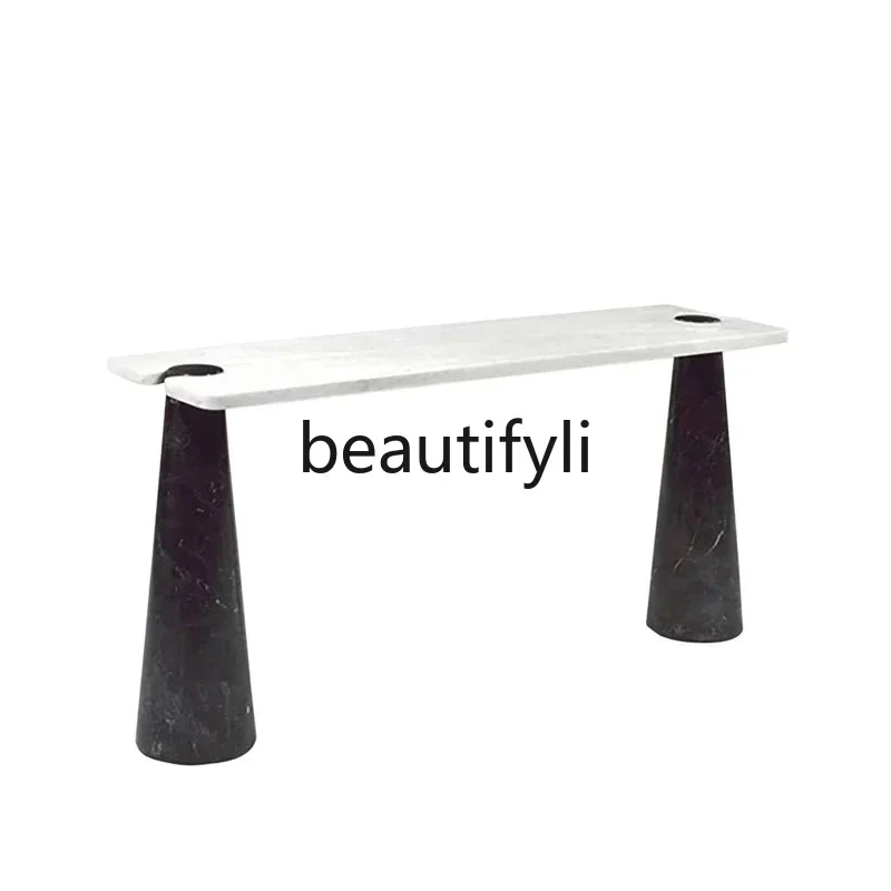 X188 Italian simple natural marble against the wall entrance table Designer hotel villa entrance entrance table