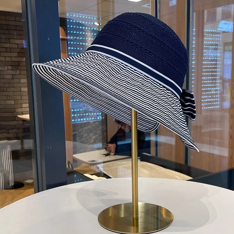 

French Style Women's Sun Hat Foldable Breathable Summer Beach Hat For Vacation Uv Protection Wide Brim Bucket Hat Airy Top New