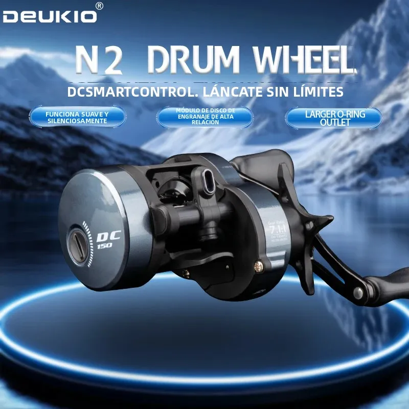 Smart DC Electronic Brake Drum Reel Anti Backlash Micro Lure Long Cast With Sound Alert 7.1:1 Gear Ratio 8kg Drag 6+1 Bearings