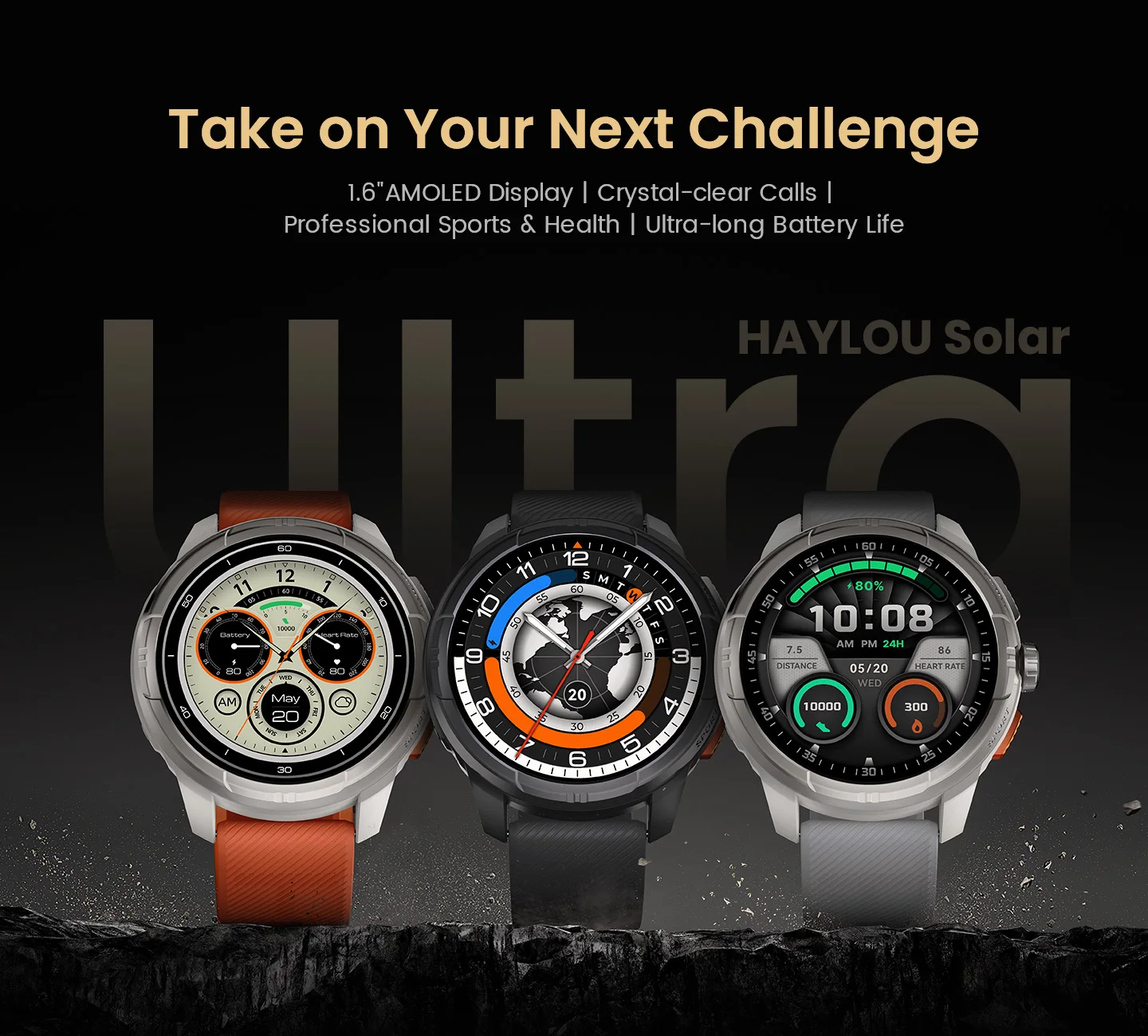 HF009 HAYLOU Solar Ultra GPS Smartwatch 1,6 Zoll AMOLED 5-Satelliten-GPS-Positionierung 170 Sportmodi Sprachanrufe Smartwatch 5ATM – Detail 1