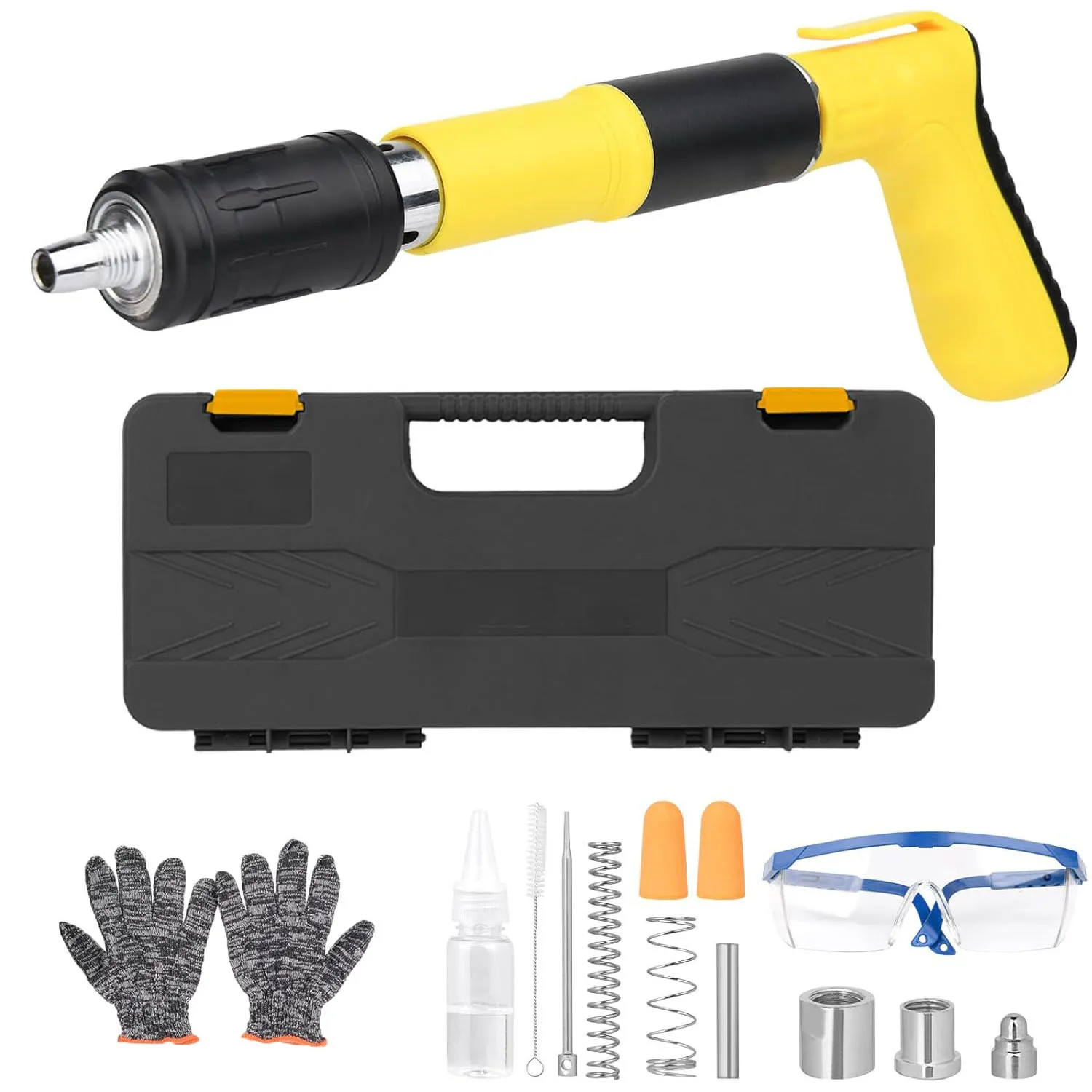 

Набор для забивания гвоздей в бетон, ручной стальной гвоздезабиватель с 3 скоростями для бетона, цемента, красного кирпича, анкеровки и прокладки проводов