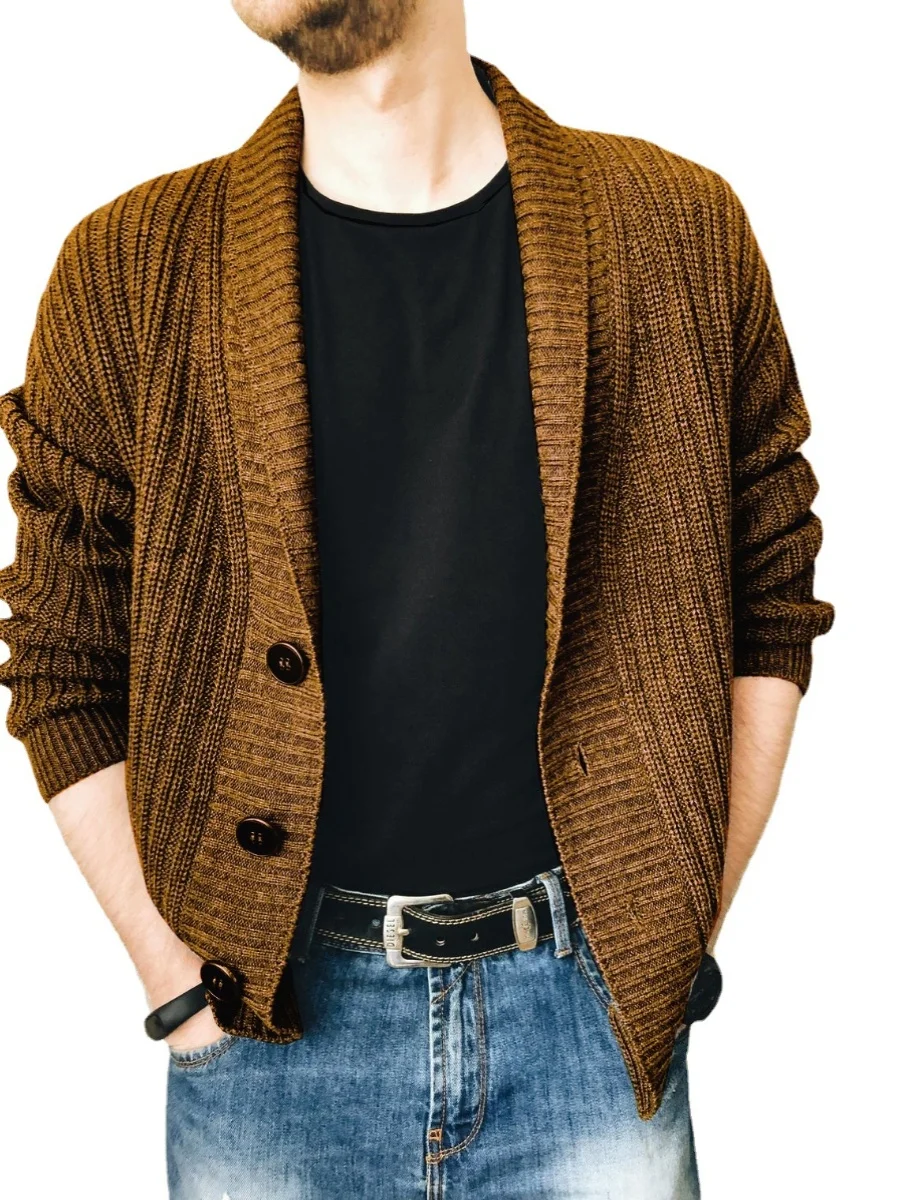 

Casual Men's Sweater Cardigan Jaet Single Breasted Open Front Knitwear Long Sve Polyester Fiber Spring Autumn Wear