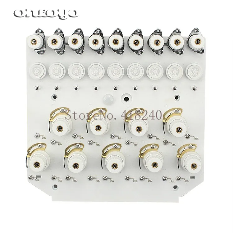 

Computer Embroidery Machine Parts 9 Line Nine Thead Clamp Seat Assembly With Bottom Head Detection Alarm Box Beige White Black