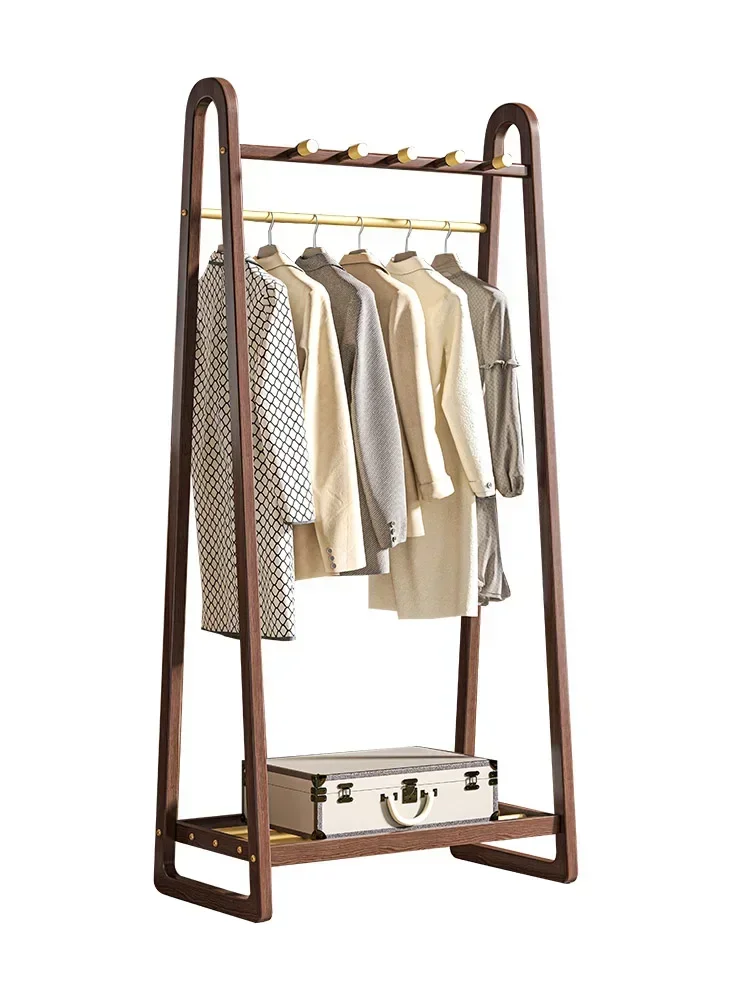 Light luxury solid wood coat rack household floor room hanger bedroom indoor drying rack