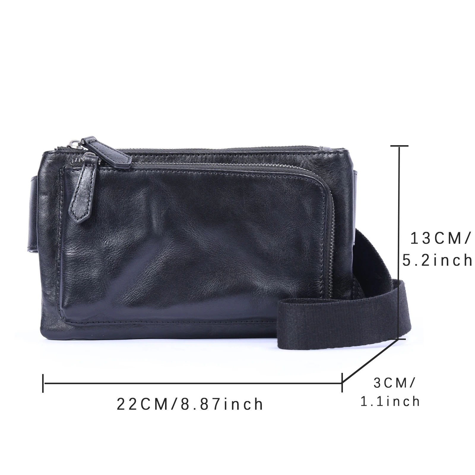 Echte Leder-Umhängetasche für Herren, Crossbody-Brusttasche im Schlichten, Modischen Stil aus Rindsleder, Hochwertige Leder-Freizeittasche – Detail 7