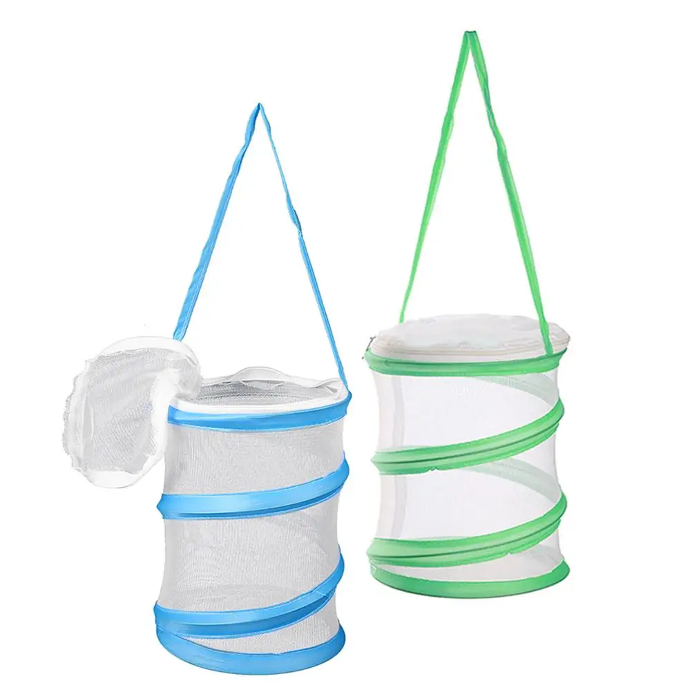 

2pcs Insect Cage Mesh Net Foldable Kids Outdoor Adventure Butterfly Breeding Observation Household Garden Blue Green Color Safe