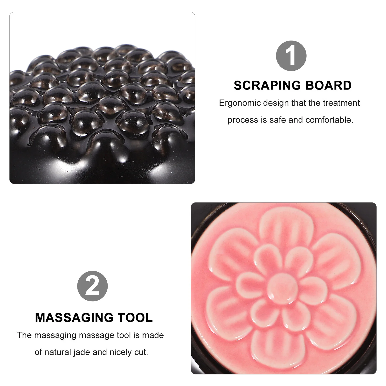 

2pcs Black Gua Sha Board Smooth Scraping Plate For Facial Beauty Tool Body Massage Pain Relief Multi-Functional Spa Care