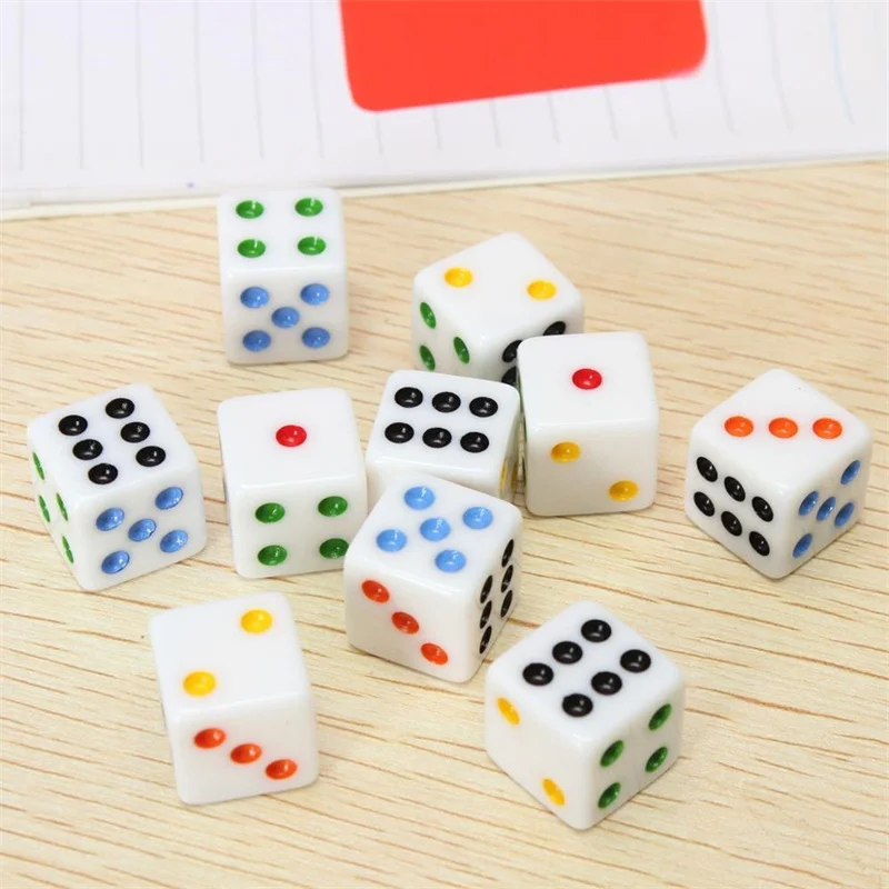 10 Pcs/lot 16mm Colorful Point Dice Puzzle Game D6 Sided Square Corner Dice Funny Board Games Accessory