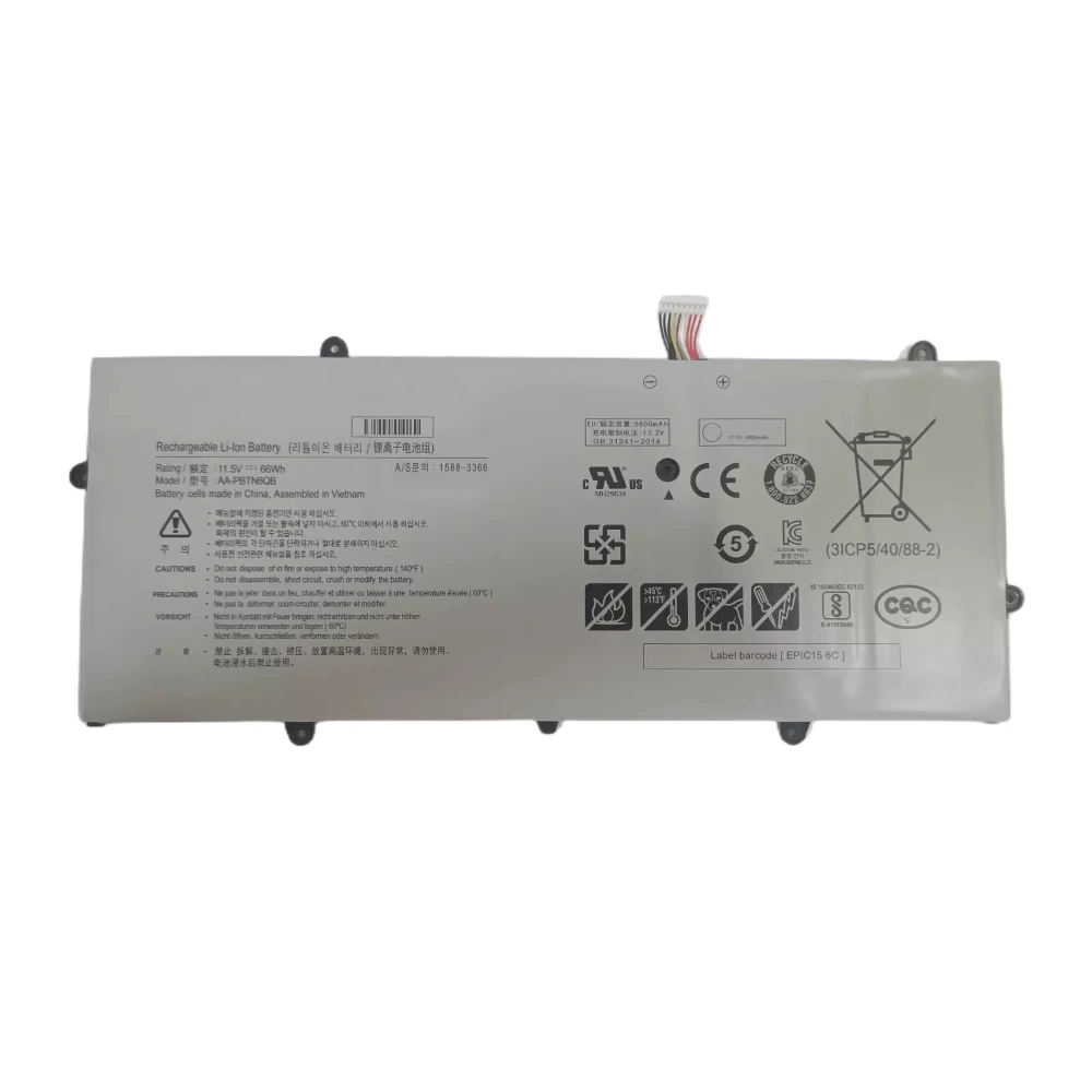 Imagem -06 - Portátil para Samsung Aa-pbtn6qb 11.5v 66wh 5800mah Nt900x5n-x78l Np900x5n-k03 Np900x5n-l01us 7xinbox-bateria do