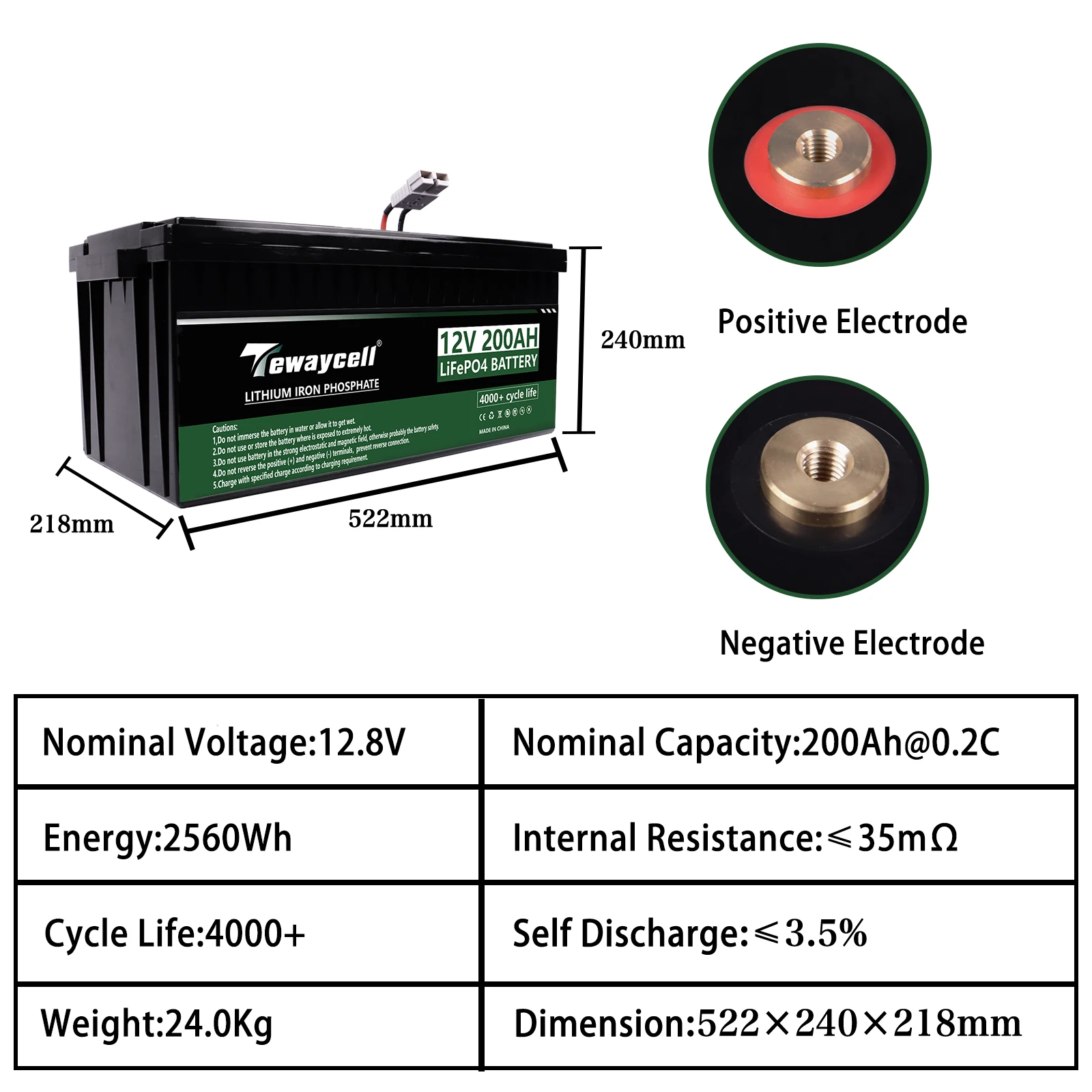 TEWAYCELL 12V 200AH LiFePO4 akumulator litowo-żelazowo-fosforanowy wbudowany system zasilania energią słoneczną BMS silnik RV ue usa bez podatku