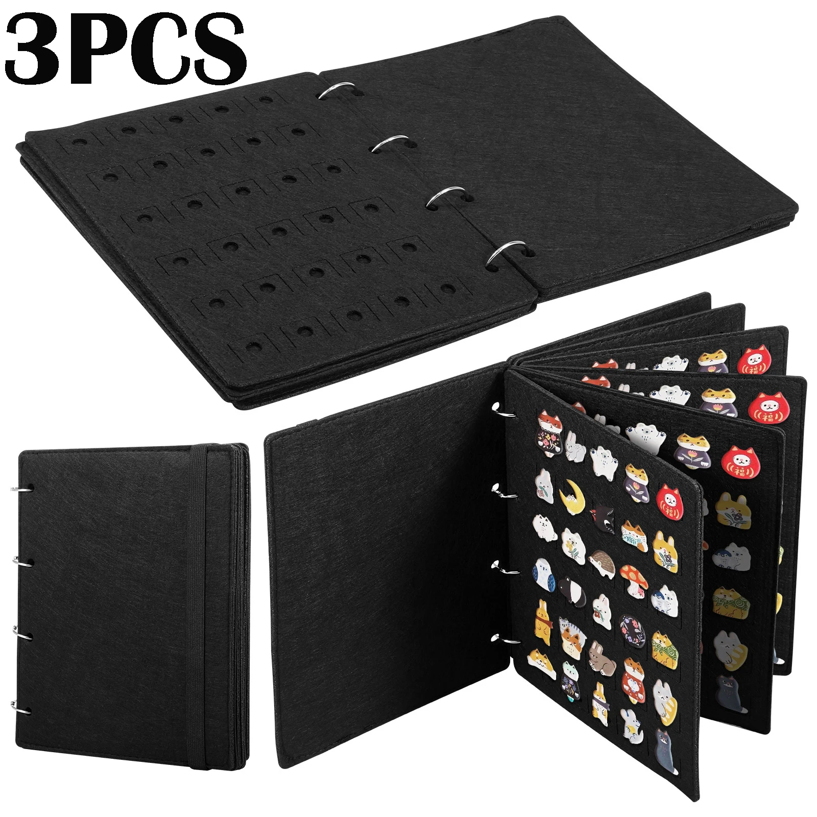 

3Pcs Felt Cloth Shoe Charm Organizer 6 Pages with 180 Holes Flip Page Shoe Charm Collection Booklet for Collectors and