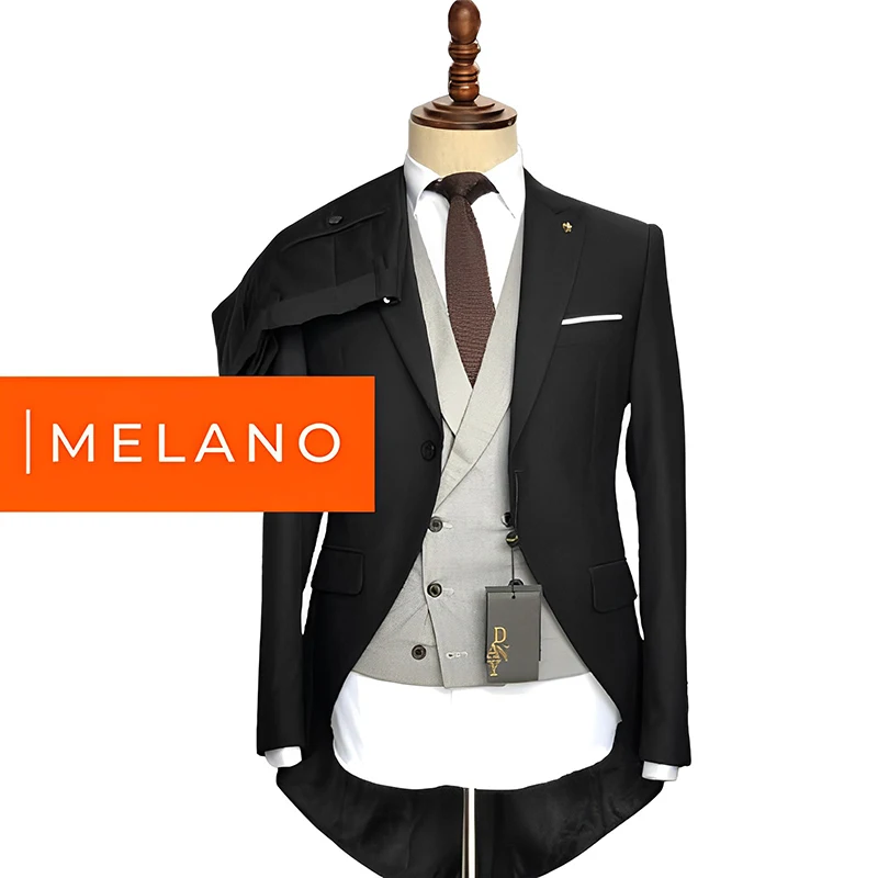 

Men's Tuxedo Wedding Jacket Pant Vest 3 Piece Suit for Male Formal Groom Blazer Long Dress
