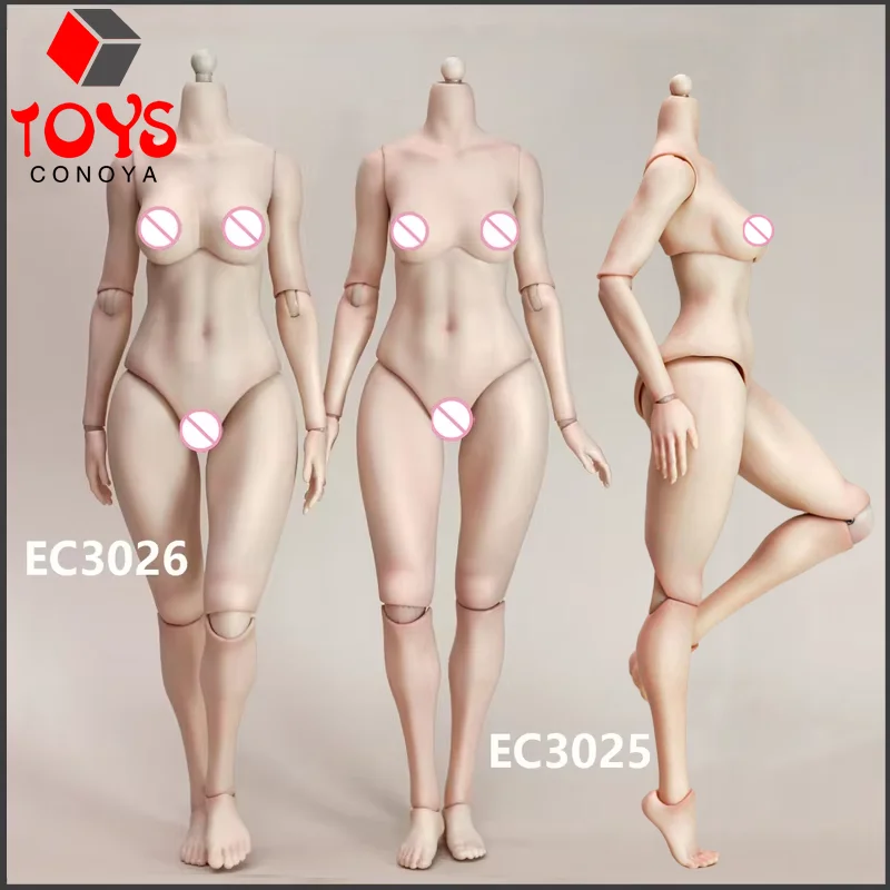 

True1Toys EC3025 EC3026 1/6 Peaches Buttocks Mid Large Breast Pale Light Tan Skin 12" Female Soldier Action Figure body Model