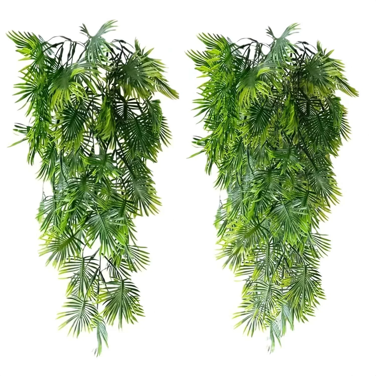 2개 UV 차단 변색 없는 인조 담쟁이덩굴 화초, 풍성한 줄기, 사실적인 인조 녹색 식물 - 사계절 야외 장식