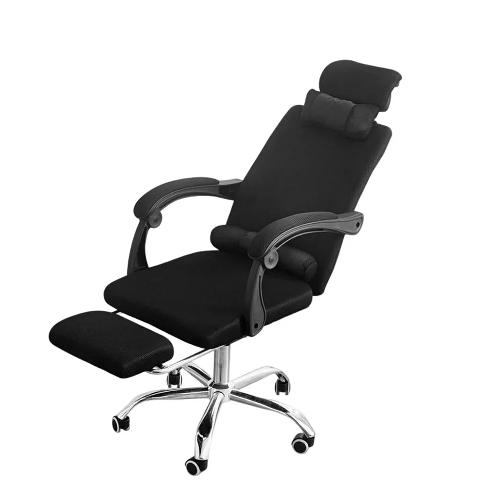 Mesh Fabric Office Chair With Footrest Steel Feet Armchair Multi Directional Adjustable Headrest Furniture