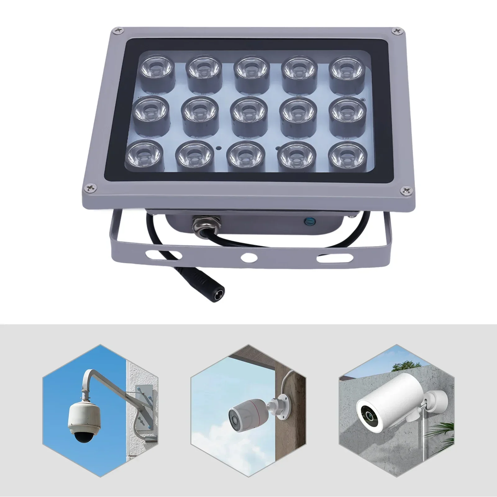 IR Spotlight 15 LED Infrared Wide Angle Headlight Night Vision Light Illuminator Lamp Waterproof Outdoor Surveillance Camera