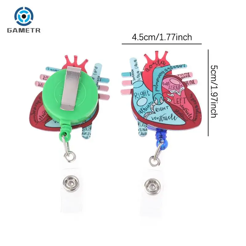 Carrete de insignia retráctil de diagrama de corazón anatómico, soporte de insignia de enfermera de telemetría, tecnología de Monitor de enfermería