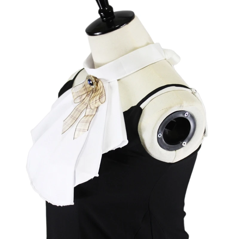 

Steampunk Layered Ruffle Jabot Necktie Collar with Checked Bowknot Cosplay Costume N58F