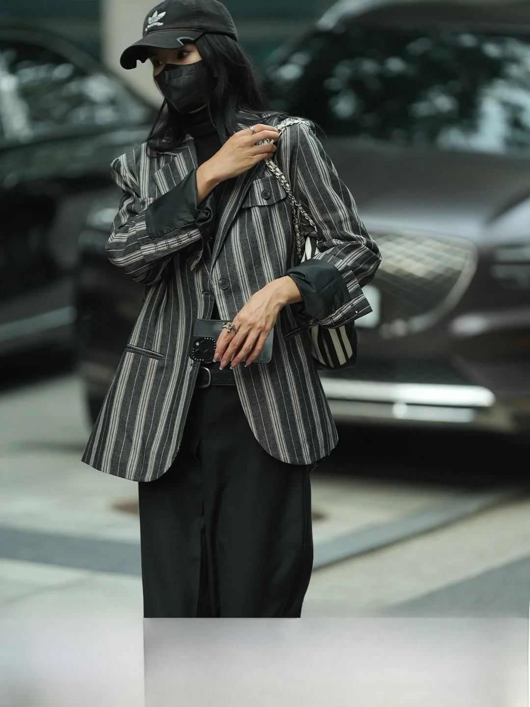 

Luna7xi Grey Striped Women's Suit Jacket Fashionable Commute Style Long Sleeve Business Top New Arrival Spring Collection