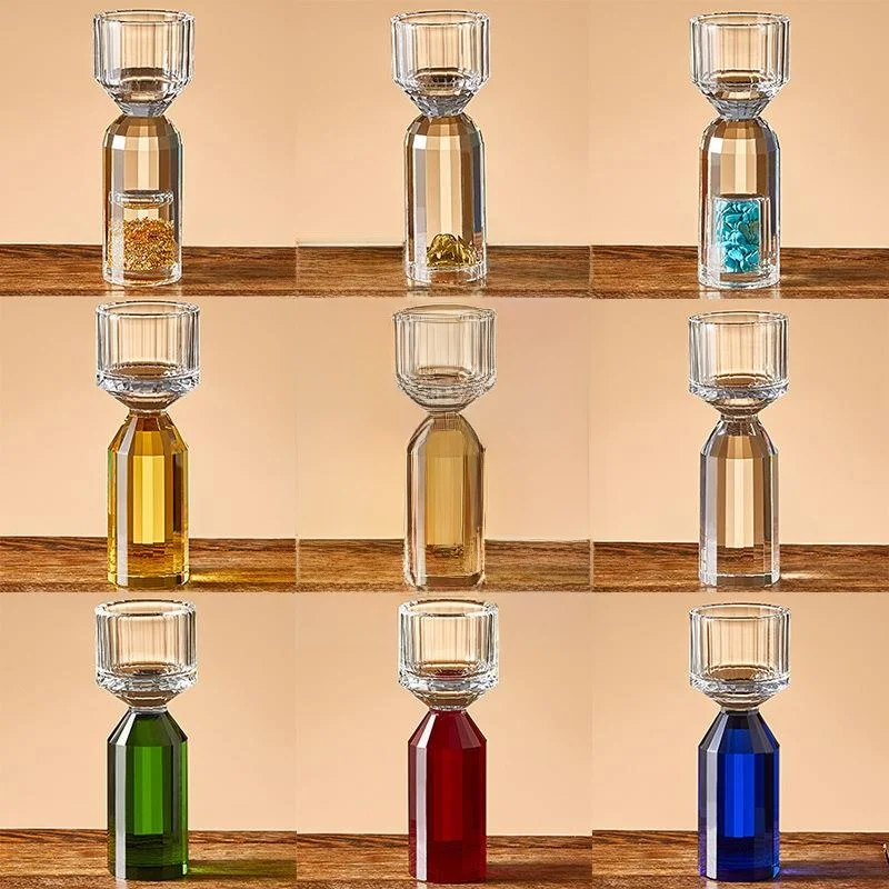 

Luxury Crystal Glass White Wine Cup Double Section Vertical Stripe Divertor Elegant Home Use High-End Feeling Small Wine Cup