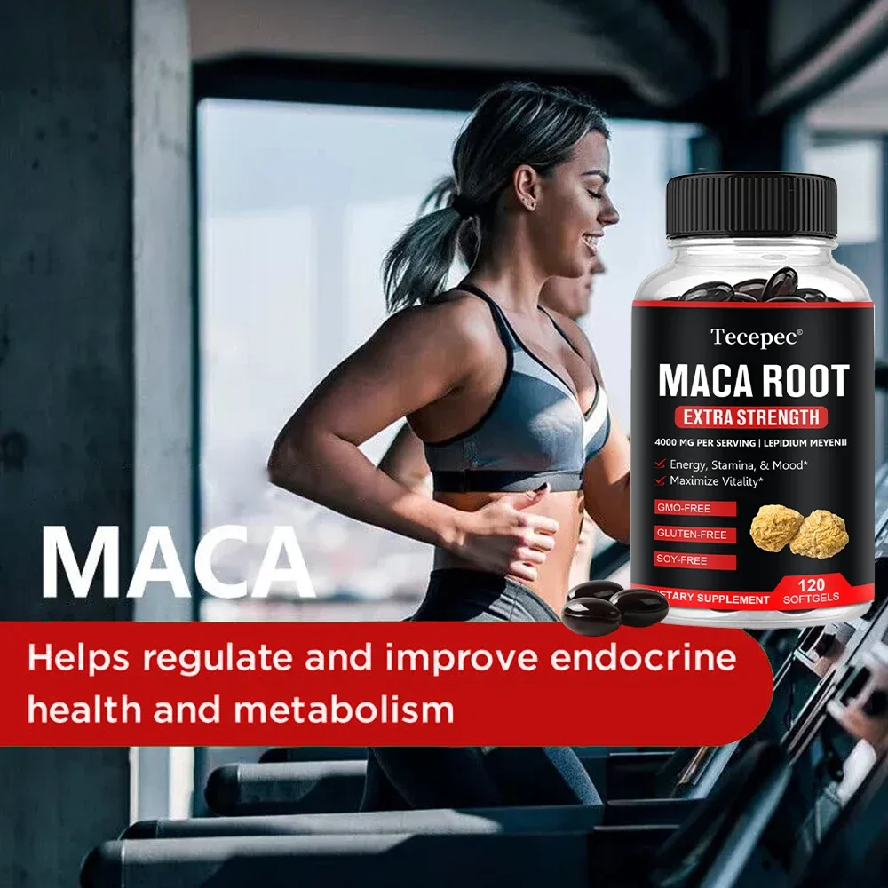 Maca Root Capsules - For Bone Health, Energy, Endurance, Mood Improvement, Non-GMO and Gluten-Free, Suitable for Men and Women