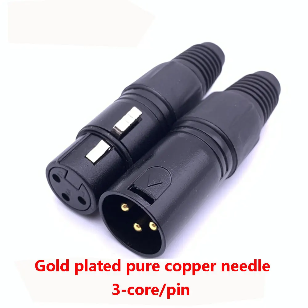 

2Pcs XLR DMX 3 Pin Microphone Audio Cables Plug Connectors Male Female MIC Snake Plug Cable Connectors