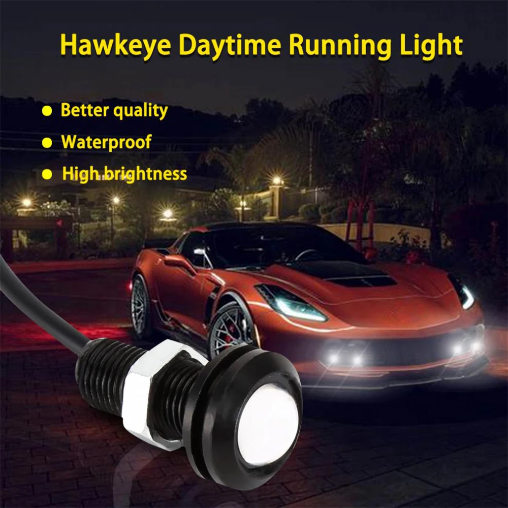 2pcs 23mm led Car Grilles Signal Lamp WARN Eagle eye light COB DRL Daytime Running Lights Stop ligtht brake lamp Taillight 12V