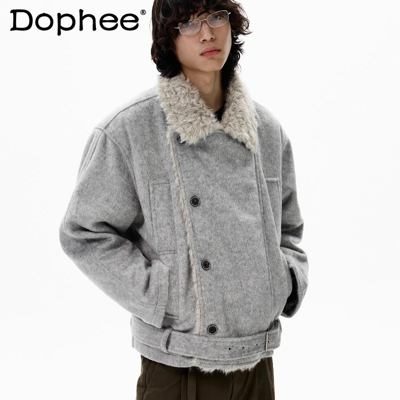 سترات شتوية جديدة للرجال لعام 2025 بلون واحد سترات رجالية عصرية أنيقة وفضفاضة وسميكة وأكمام طويلة معاطف مريحة ودافئة #1