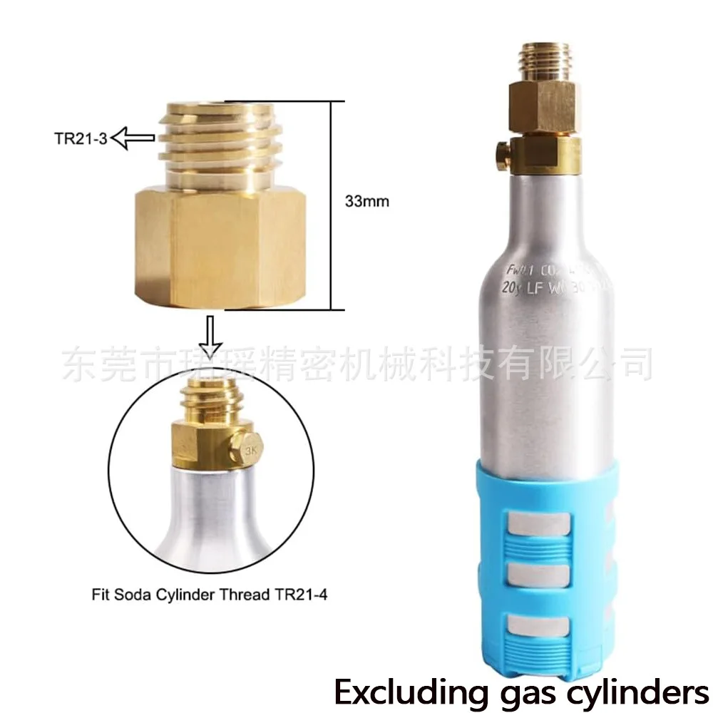 Brass CO2 Thread Converter Adapter – TR21-4 Male to TR21-3 Female for Soda Maker & Quooker Cube, Refill Carbonation Cylinder