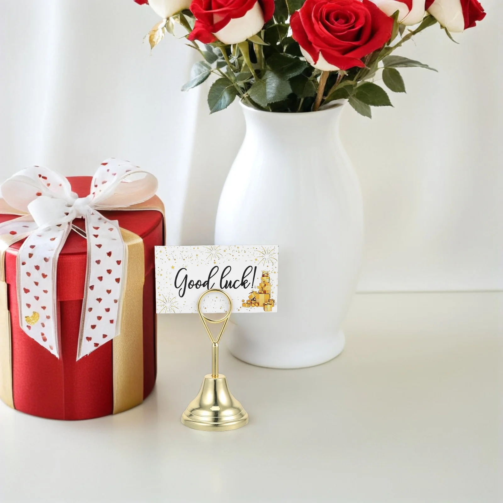 2pcs Multifunctional Business Card Holder 10Cm Gold Metal Desktop Organizer Stand For Office Desk Display Name Card Clip Memo