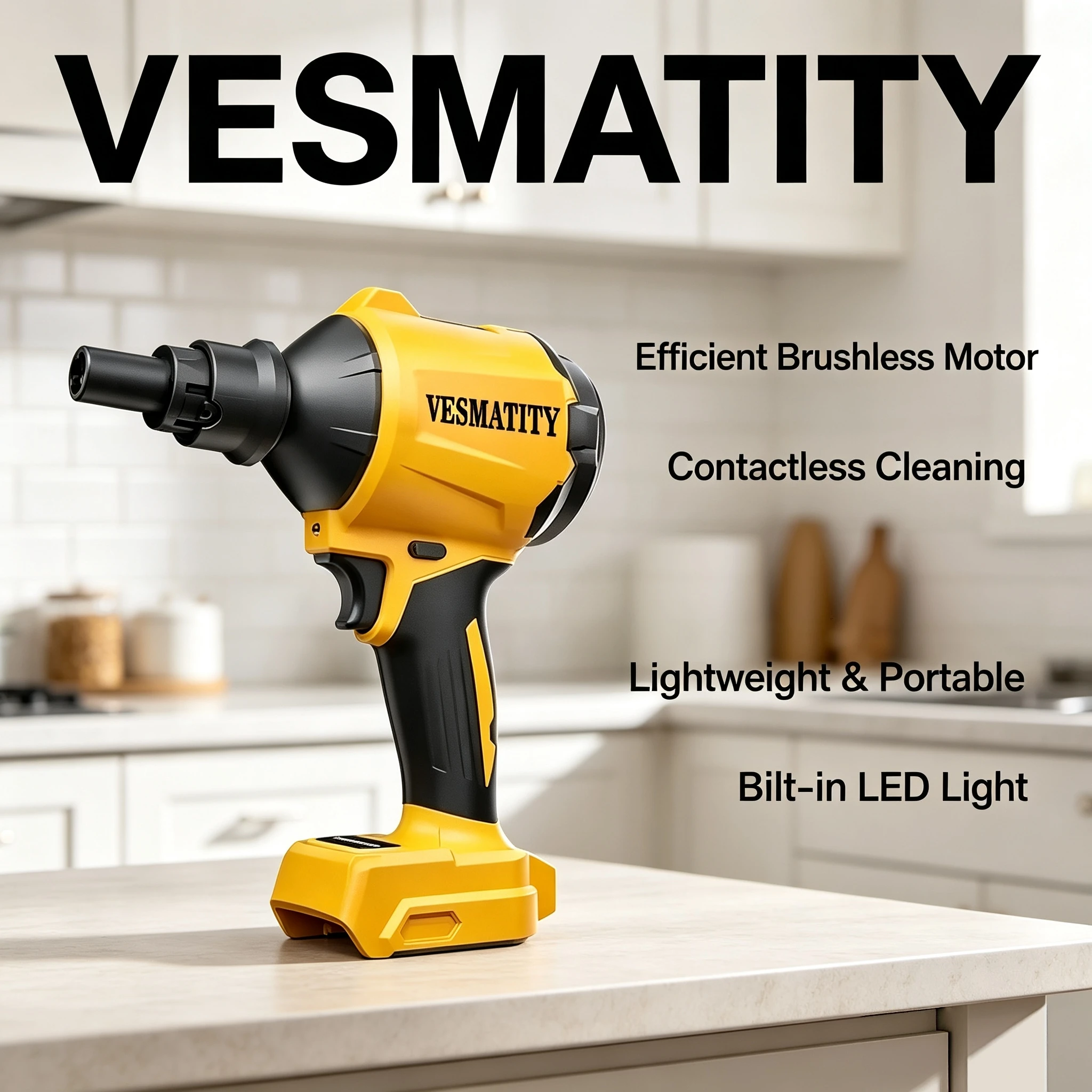 Vesmatity Brushless Dust Removal Gun Cordless Air Blower Nozzle Multifunction Inflator Tool 18V Battery Max Pro Plus HD