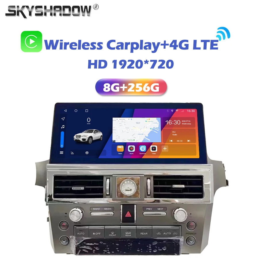 

Carplay Auto Android 14.0 8G+256G QLED 4G LTE Автомобильный DVD-плеер GPS-карта WIFI Bluetooth RDS Радио для LEXUS GX400 GX460 2010-2022