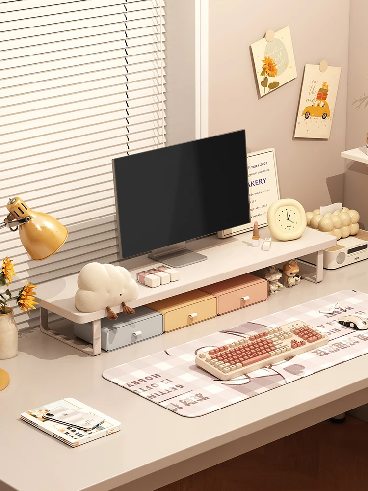 Desktop Cuter Riser Stand Monitor Screen Holder Office Desk Storage Ra Gng Room Base Simple Modern Sle Metal+Densit...