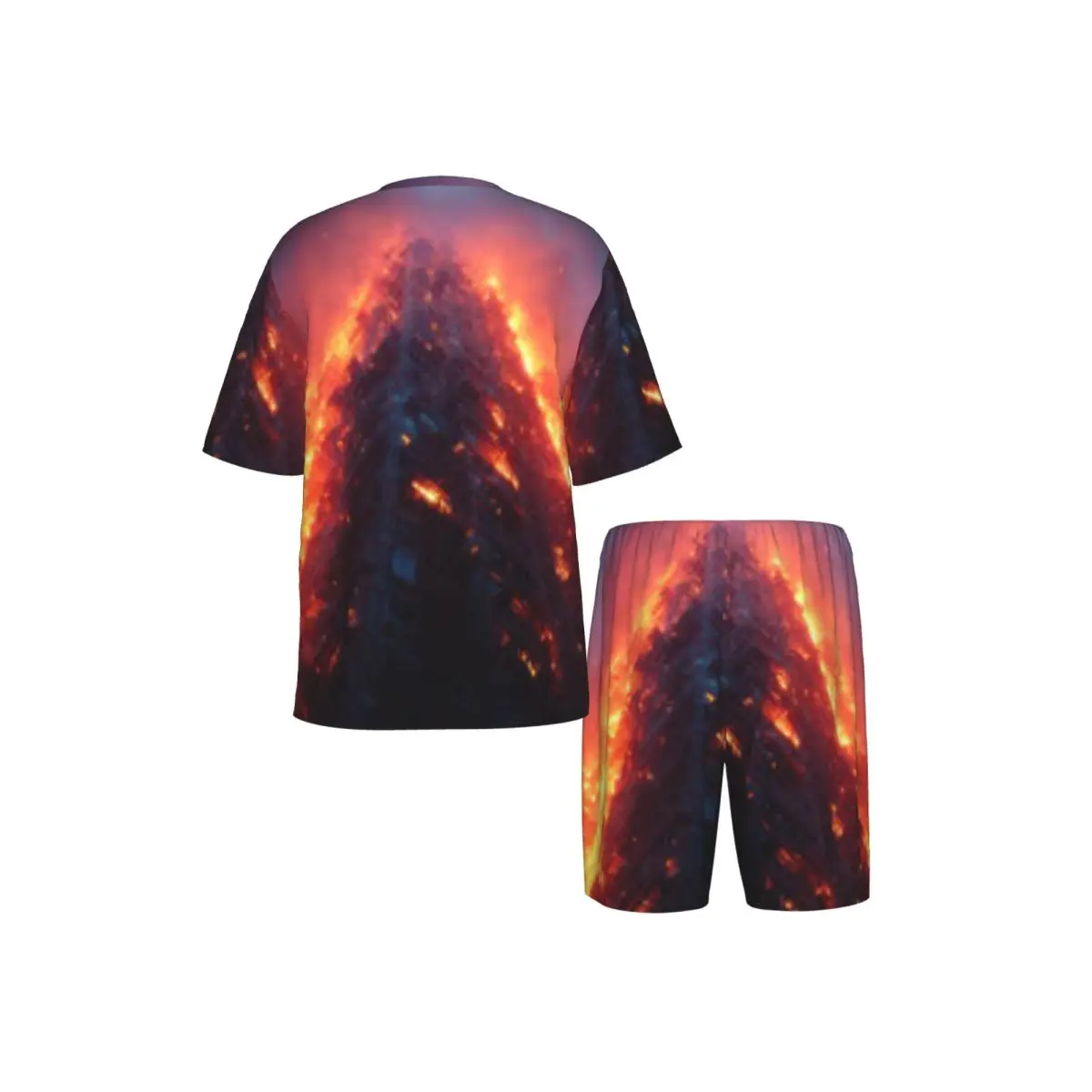 Fotografia 5: Conjunto de Pijama Casual Masculino com Camiseta de Manga Curta e Shorts, Roupas para Casa, Conjunto de Dormir