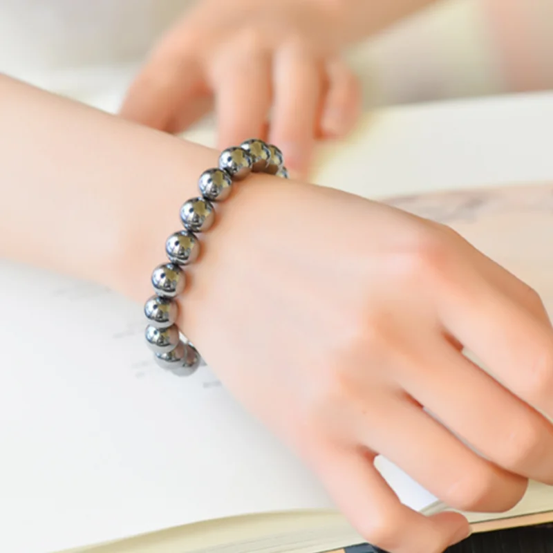 

Natural Black Gallstone Magnetic Magnet Healthy Terahertz Beads Bracelet for Couple good Lucky Amulet Jewellery