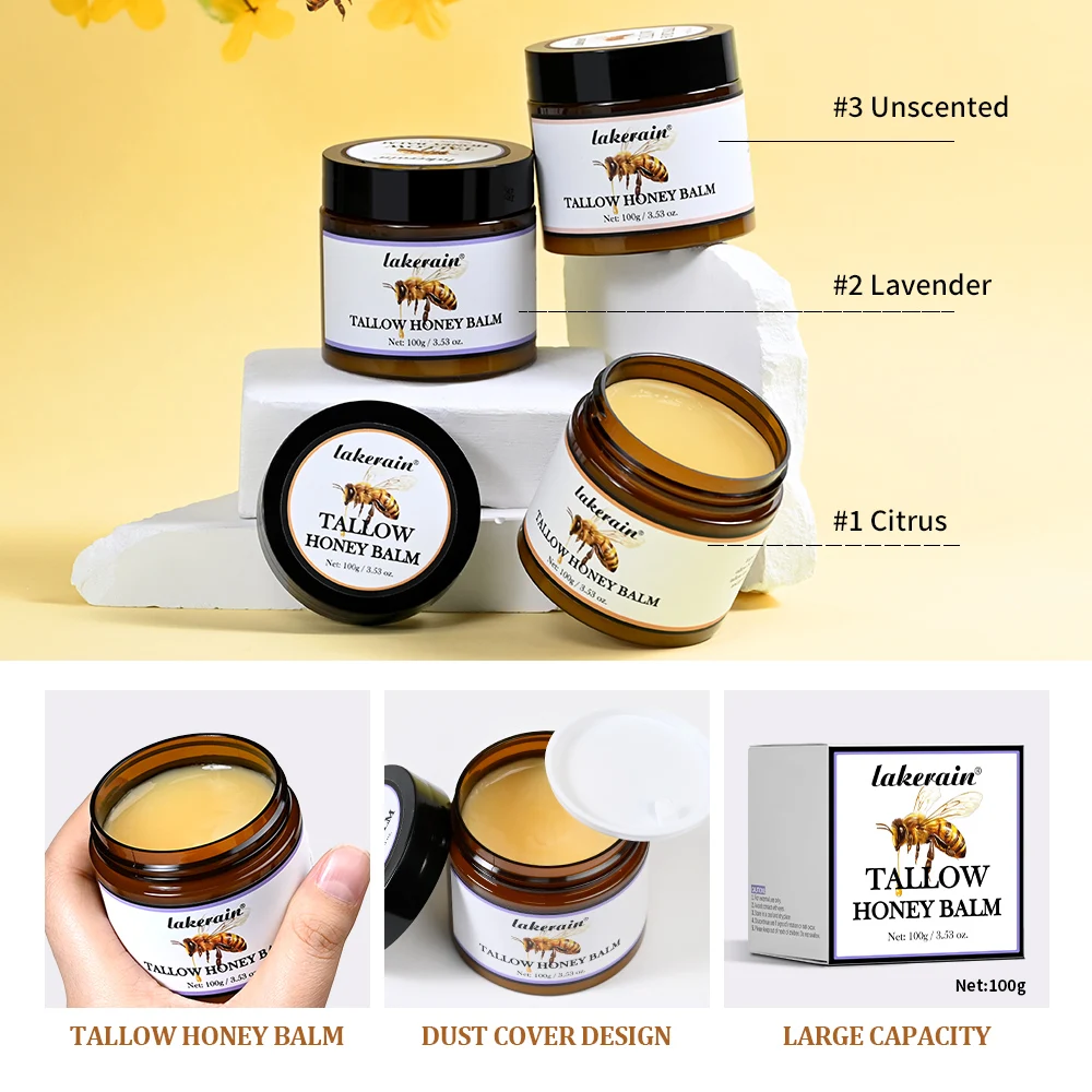 Honey Tallow Balm for Face Natural Handmade Lotion Whipped Beef Tallow Cream for Face & Body Sensitive Skin for Men & Women view 6