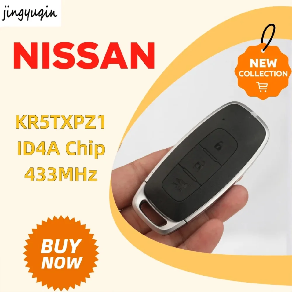 

Новый продукт: автомобильный ключ-брелок Jingyuqin для Nissan, FCCID: KR5TXPZ1, 3 кнопки, смарт-карта, 433 МГц, чип ID4A.