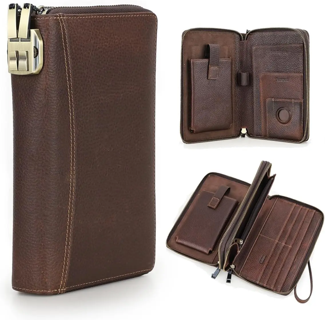 

Кожаный чехол для паспорта из натуральной кожи с кодовым замком, защитой от RFID, совместимый с Airtag, дорожный кошелек-клатч, органайзер для телефона