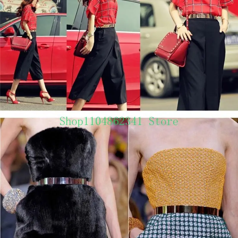 5ASD女性メタルシンチベルトゴールドウエストバンド調整可能なドレスベルト光沢のある磨かれたベルト