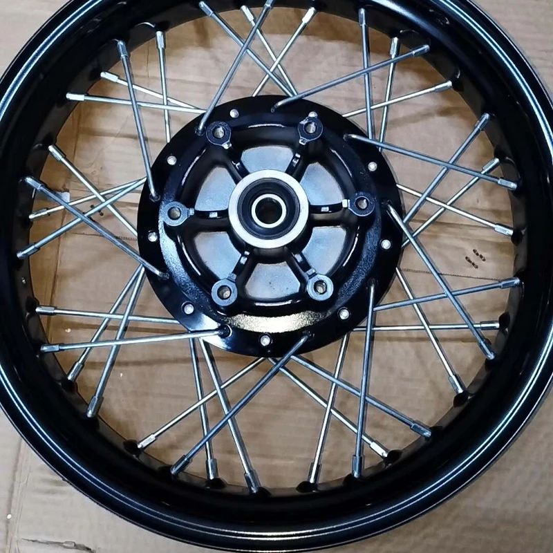 New Black Wire Spoke Aluminum Bi-color Supermoto Motorcycle Wheels Custom Modified Complete Set