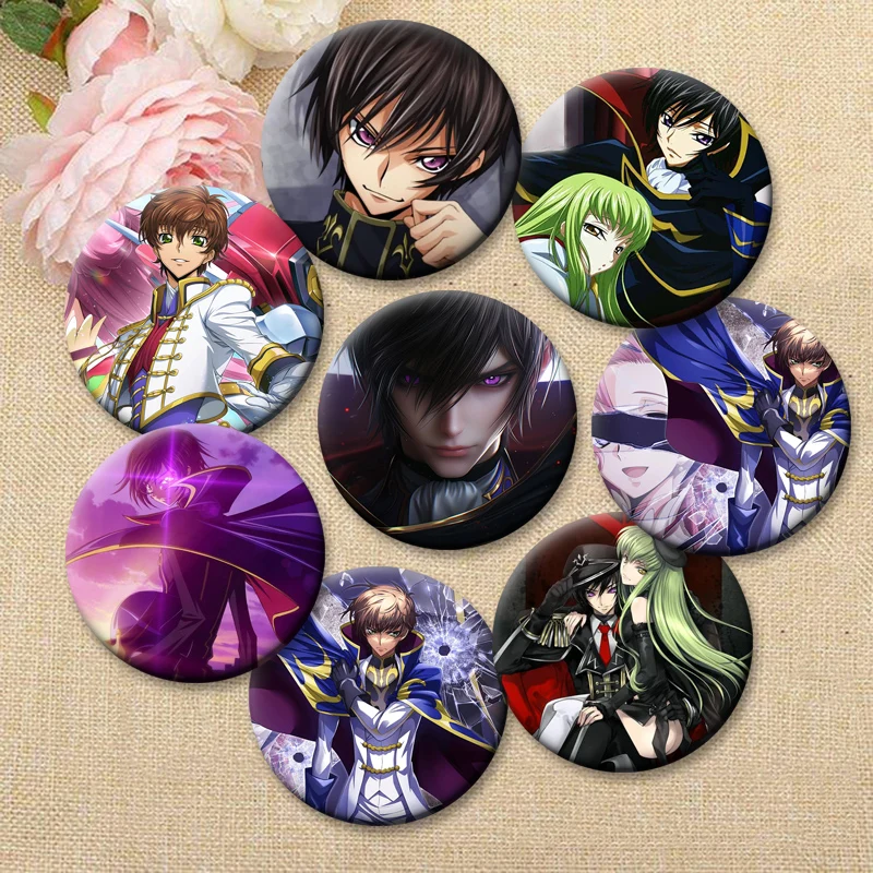 Code Geass Hangyaku No Lelouch R2 32/44/58mm Simple Button Pins,Snap in Design Cartoon Brooches,Stylish Ornament Anime Badge