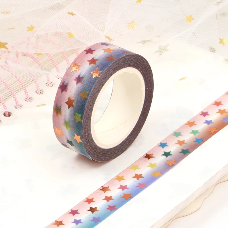 1 pz. 10M Deco lamina di rame stelle nastro Washi per Planner Scrapbooking adesivi nastro adesivo carino Kawaii Papeleria