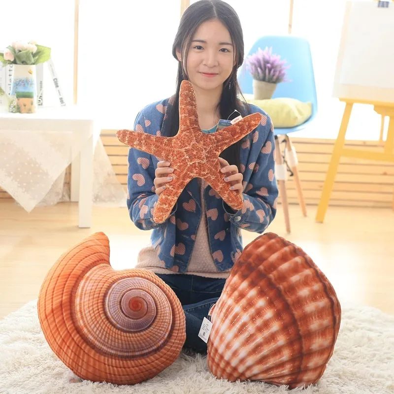 Sea Shell Starfish Conch Soft Stuffed Cushions Sleep Pillows Home Decor Sofa Bed Cushion SeaShell Kids Plush Toys Gift coussin