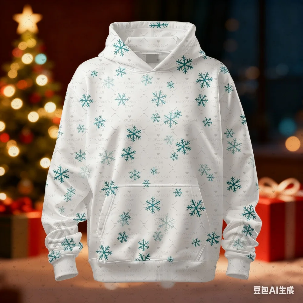 2025 女性、冬クリスマス白い雪の結晶パーカー女性フード付きアウトドアオールマッチパーカー女性女の子女性トップス女性服