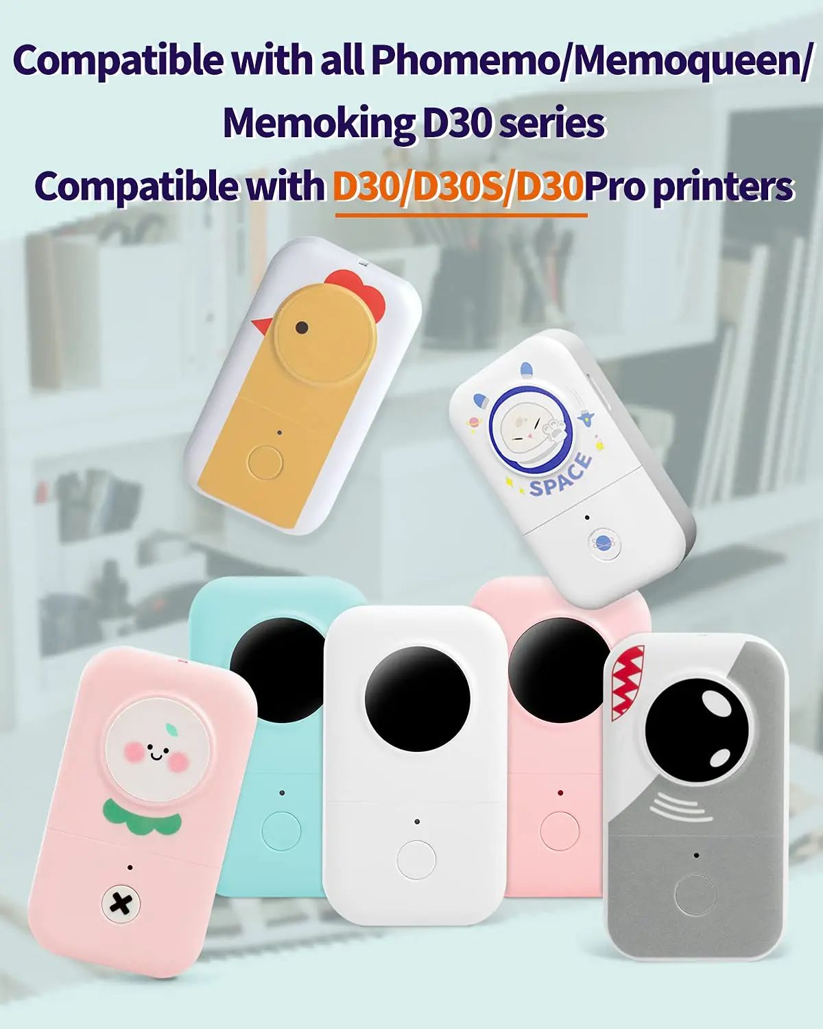 12x40/14x30mm Color on Clear Thermal Labels - Waterproof Oilproof Stickers for Kitchen/Office/Cable, Compat. Phomemo D30/Q30